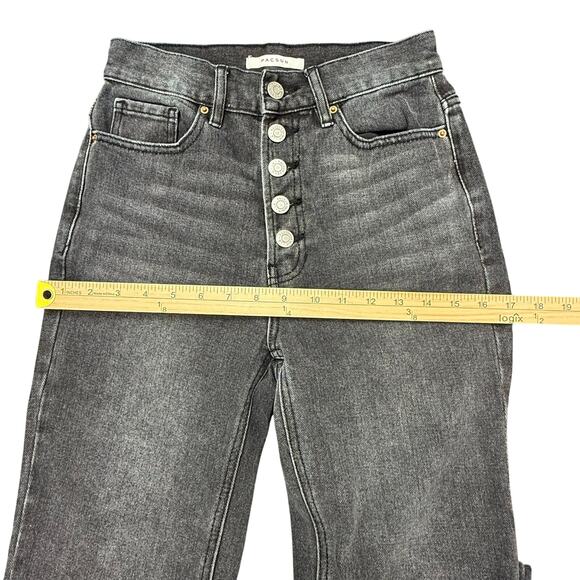 PacSun Jeans Women’s Size 24 (25x27) Black Button Fly Ultra High‎ Rise Slim Worn - Picture 11 of 15